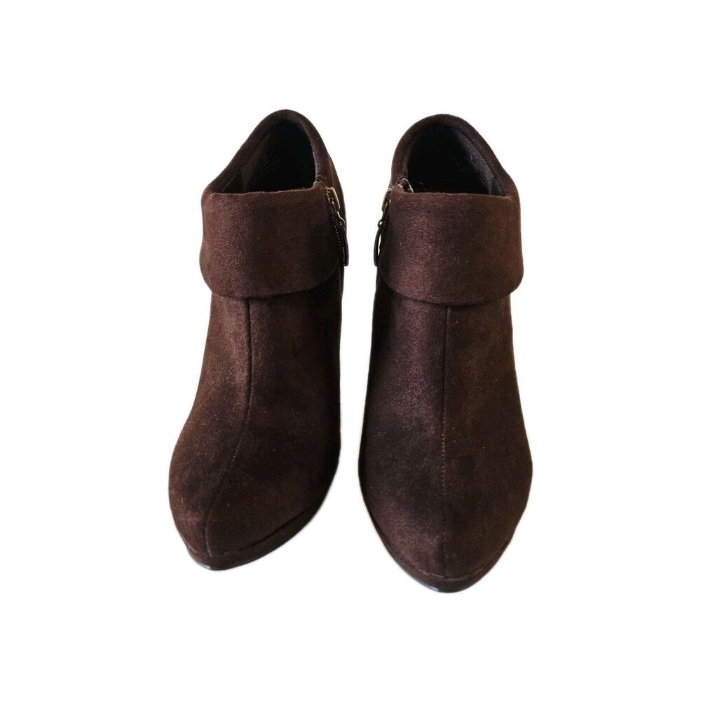 X-Appeal Brown Faux Suede Heeled Booties Boots Size 8 - Picture 3 of 7
